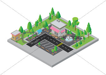 Isometric  City street and store