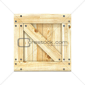 Wooden box. Front view. 3D