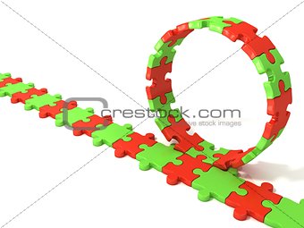 Puzzle ring rotating over puzzle chain