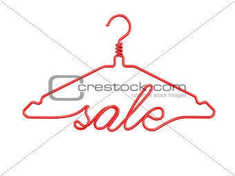 Red wire clothes hangers with message - SALE. 3D