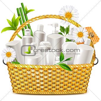 Vector Basket with Natural Cosmetic