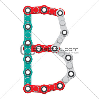 Alphabet from the New popular anti-stress toy Spinner. Letter B. Vector Illustration.