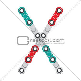 Alphabet from the New popular anti-stress toy Spinner. Letter X. Vector Illustration.