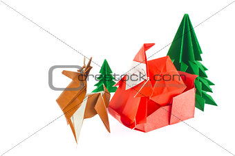Christmas composition of origami