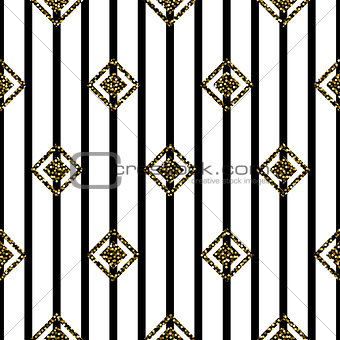 Seamless rhombus black and white pattern.