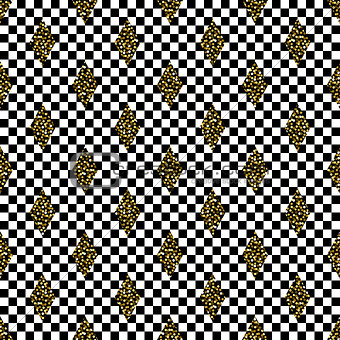 Seamless rhombs geometric black and white pattern.