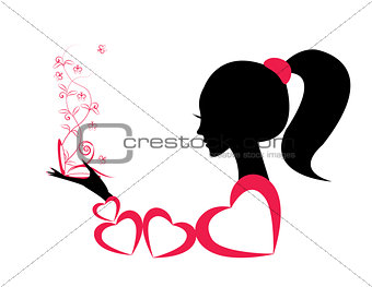 Profile of a girl or a woman. vector