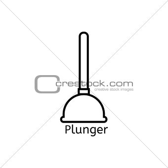 Toilet plunger simple line icon. Plumber equipment thin linear signs. Bathroom cleaning simple concept for websites, infographic, mobile applications.