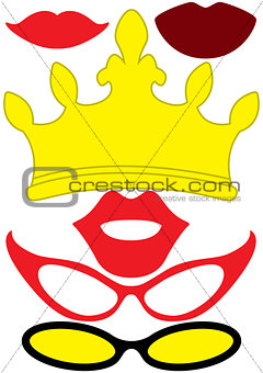 Party queen accessories set - glasses, crown, lips