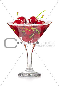 Fizzy soda drink with cherry