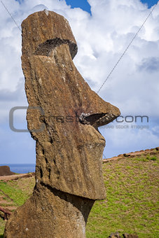 Moai statue on Rano Raraku volcano, easter island