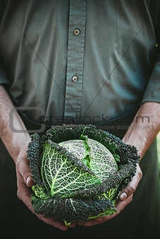 Farmer with kale