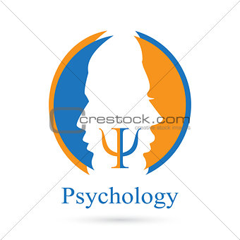 Profile vector silhouette with letter Psi inside