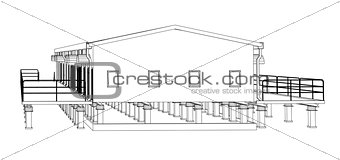 Wire-frame industrial building