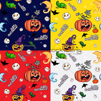 Halloween symbols in the Seamless pattern