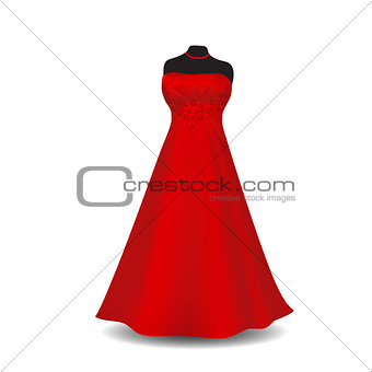 red party dress on a white background