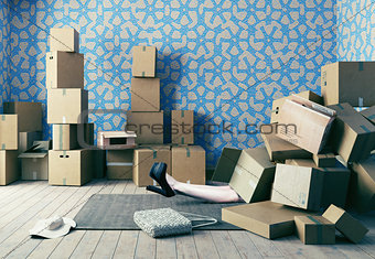 cardboard boxes fell
