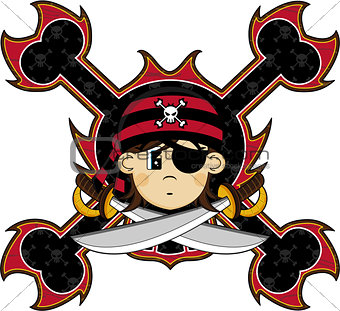 Cartoon Bandana Pirate with Eyepatch