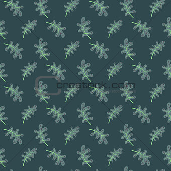 Oak leaves green seamless vector pattern.