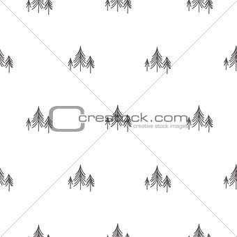 Scandinavian simple forest tree on white vector seamless pattern.