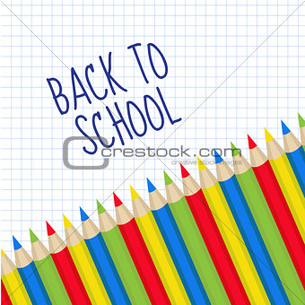 Colored pencils frame for text. Back to school frame, invitation. Vector illustration.