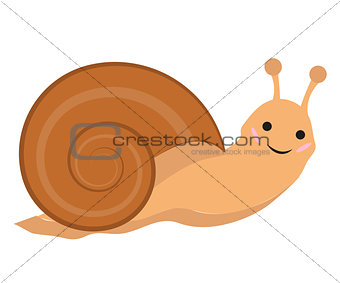 Cute snail icon flat or cartoon style. Isolated on white background. Vector illustration.