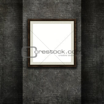 3D picture frame on a grunge brick wall texture