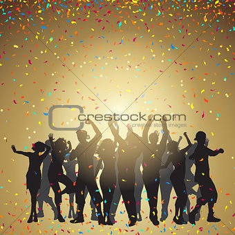 Party people on a confetti background