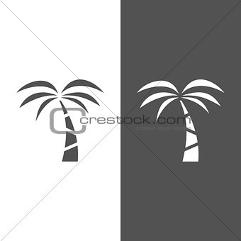 Palm tree icon on a black and white background