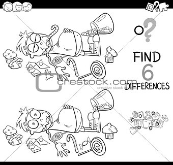 differences with boy and sweets coloring book