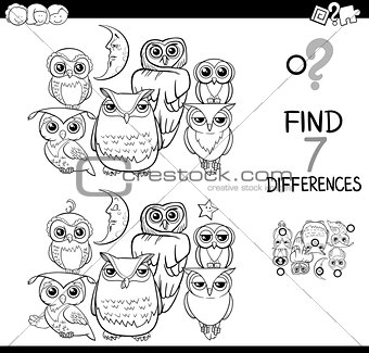 spot the difference with owls coloring book