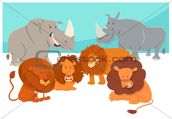 safari animal characters cartoon