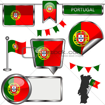 Glossy icons with flag of Portugal