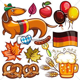 Oktoberfest vector set of icons and objects