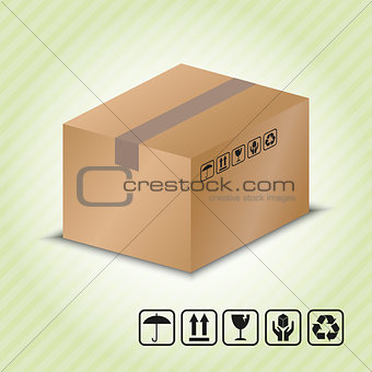 Carton container with Package Handling Symbol.