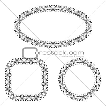 abstract vector black and white ornate frames set