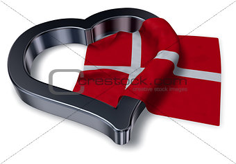 flag of denmark and heart symbol - 3d rendering