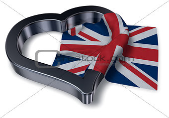 flag of the uk and heart symbol - 3d rendering