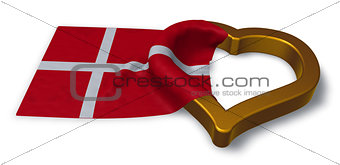 flag of denmark and heart symbol - 3d rendering