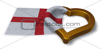 flag of england and heart symbol - 3d rendering