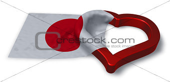flag of japan and heart symbol - 3d rendering