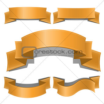 Ribbon banner Set Isolated On White Background, ribbon patterns. Ribbon banner vector Illustration. Gold banner collection.