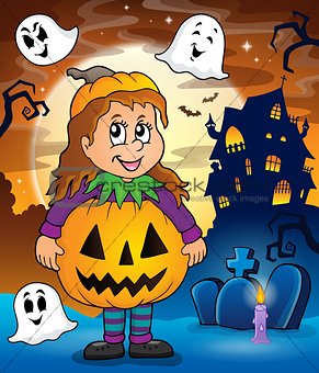 Girl in Halloween costume theme image 2