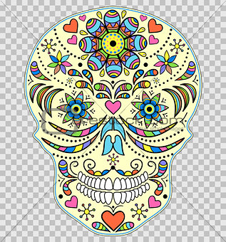 Hand drawn colorful skull