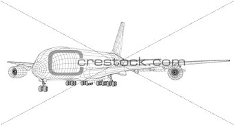 Airplane in wire-frame style