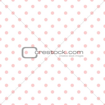 Tile vector pattern with small pink polka dots on white background