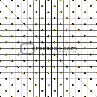 Glitter polka dot on checkered line seamless vector pattern.