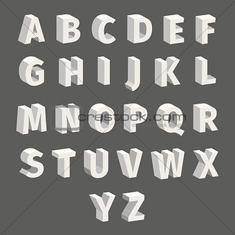 Isometric Font Set Isolated on Grey Background