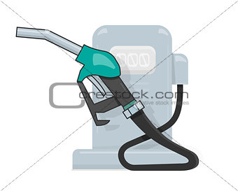 Gas station illustration, cartoon style for the web site.