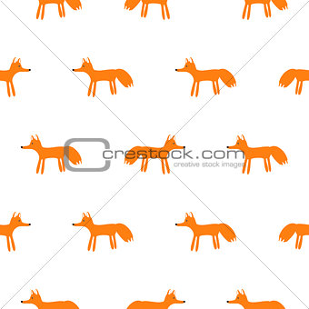 Cute fox animal seamless vector pattern.